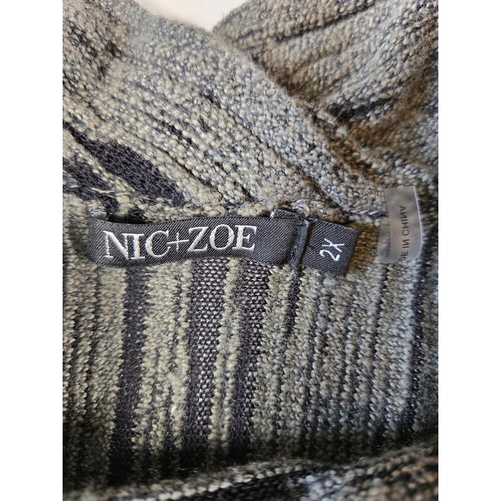NIC+ZOE Sweater Femme 2X Light Sage Green and Black Slub Knit Cowl Neck - Picture 5 of 11